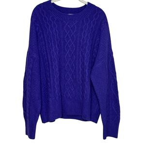 Favorite Daughter Sweater Womens Medium Purple Cable Merino Cashmere Crewneck